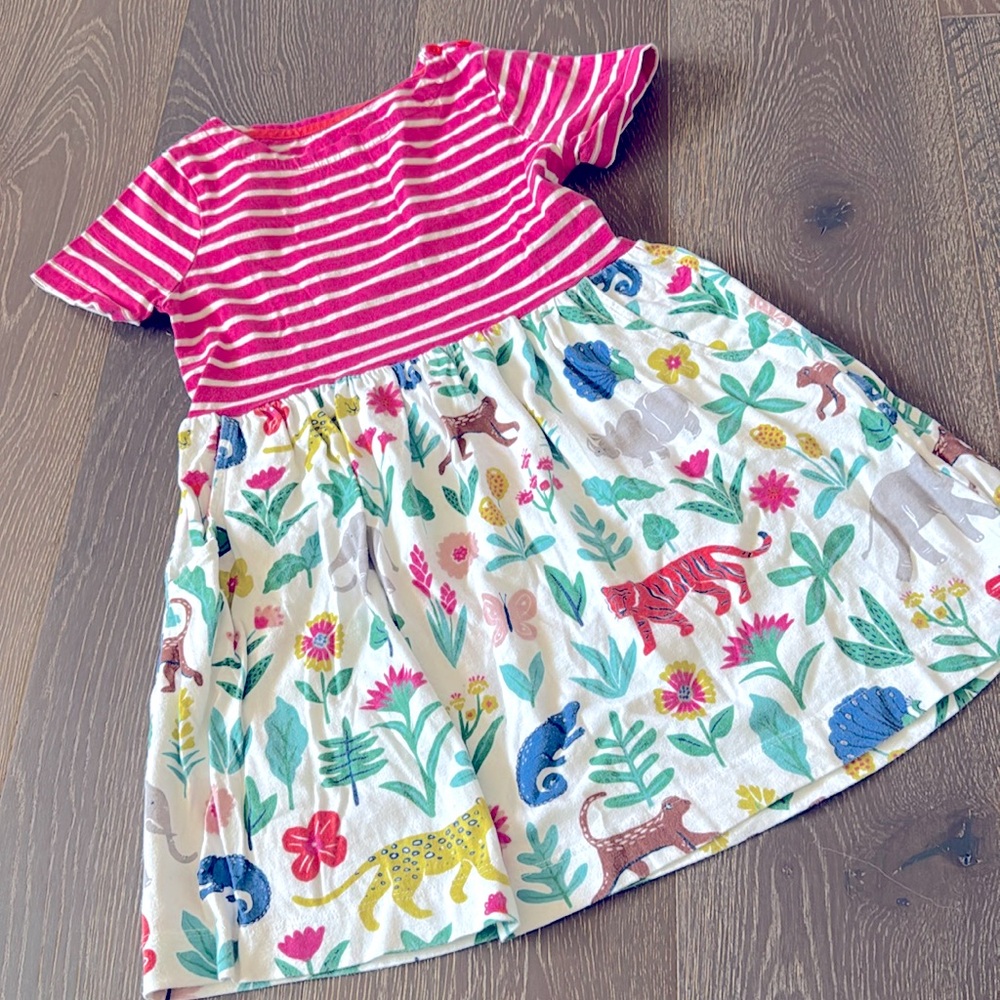 Mini Boden Pink Striped Jungle Dress